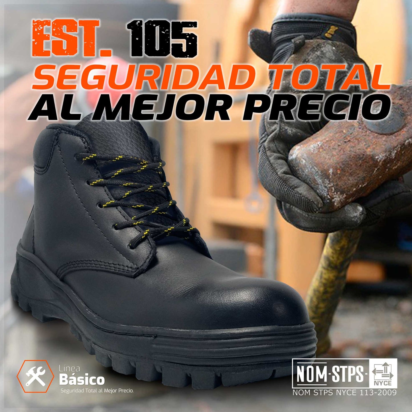 Bota de Seguridad Est. 105 Suela Hule Casco Poliamida